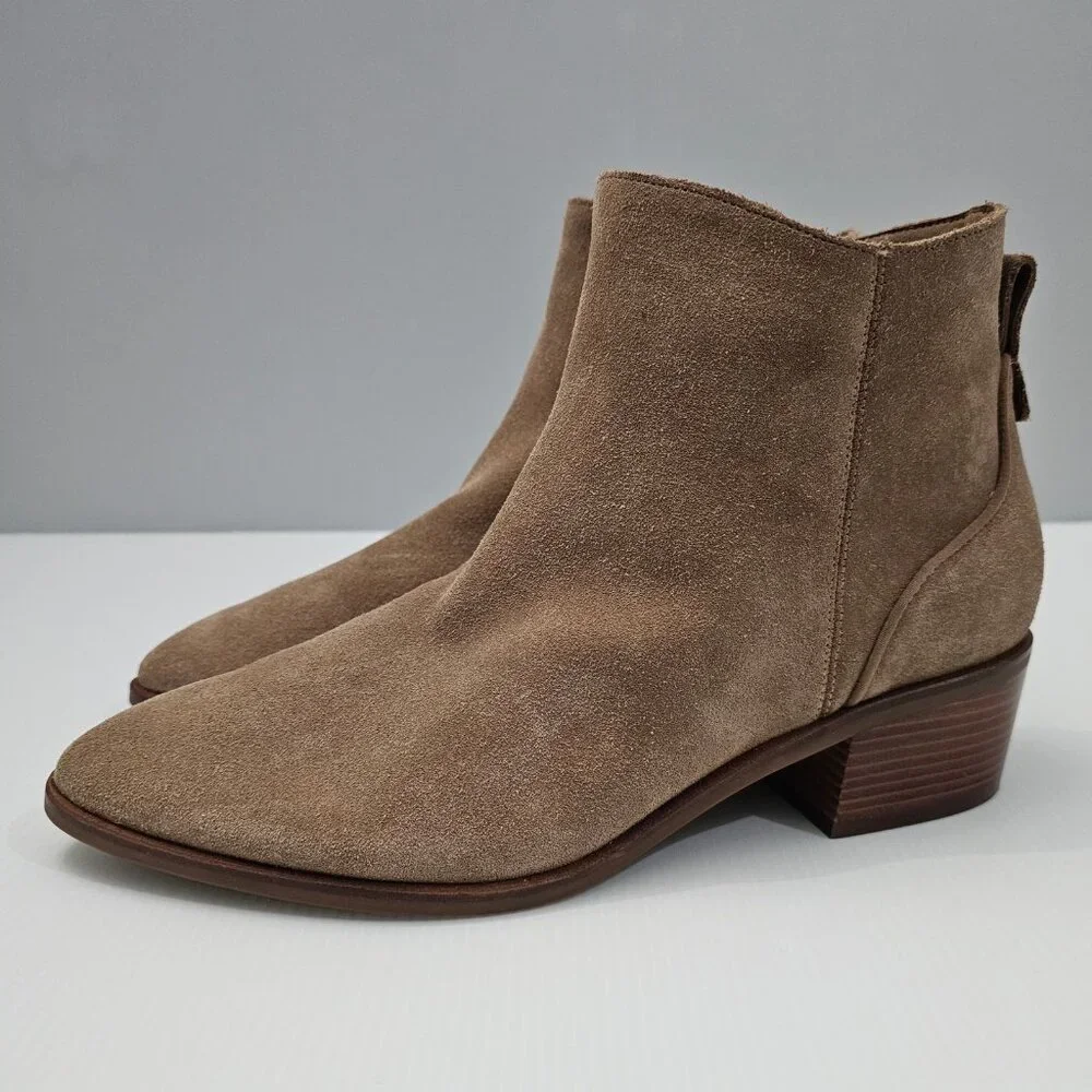 Cole Haan Vayda Ankle Boot Women 9.5 Whiskey Tan Suede Western Low Heel Fall NEW